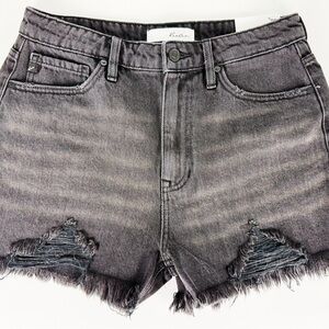 Kancan Black High Rise Shorts Distressed Cut Off Denim Casual Sz 9/28
